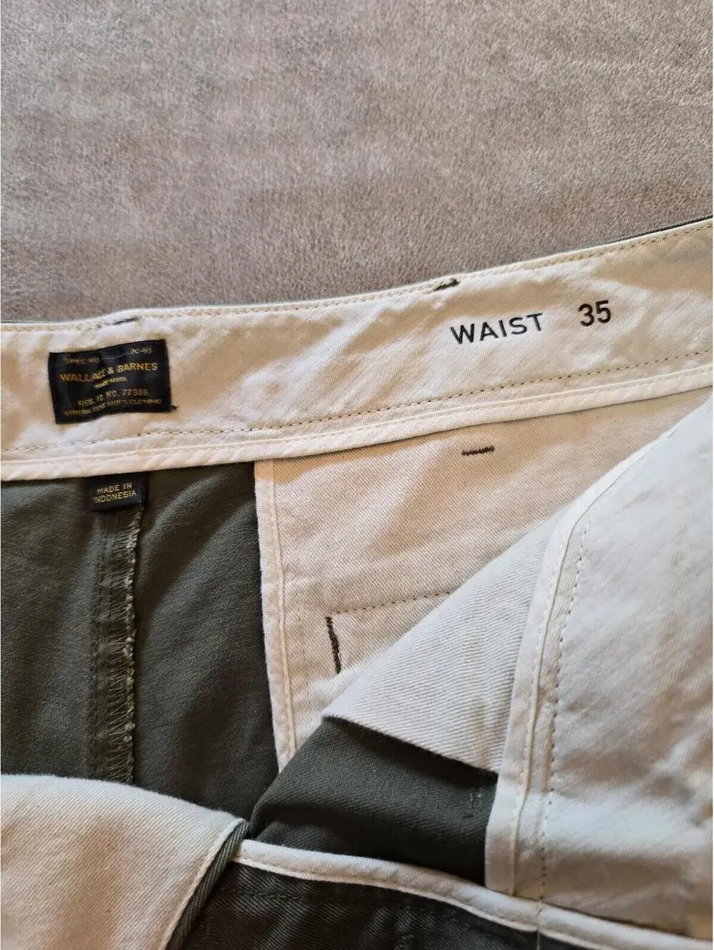 Men’s 100% Cotton Field Shorts Olive Chino Shorts (35) - Picture 5 of 6